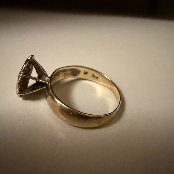 Vintage 10kt solid gold bicolor floral natural diamond cluster ring thick band - Picture 6 of 11